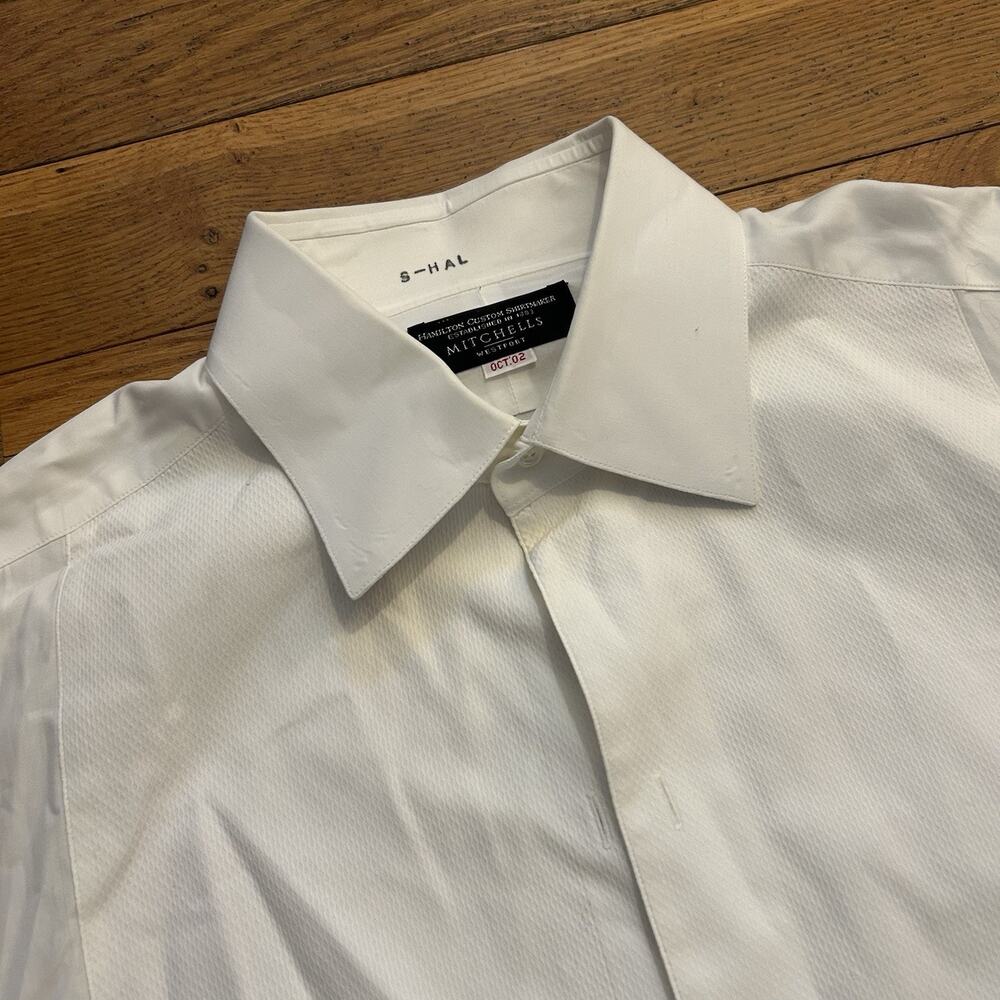 Hamilton Shirt Co 1883 Mitchell’s Oct 02 White Tuxedo Tux Button Up Shirt XL